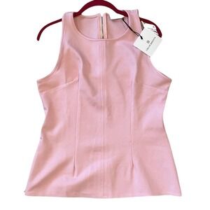 Pink Sleeveless Blouse Chloe Kristyn Zip Back Stretch Tailored Womens M
